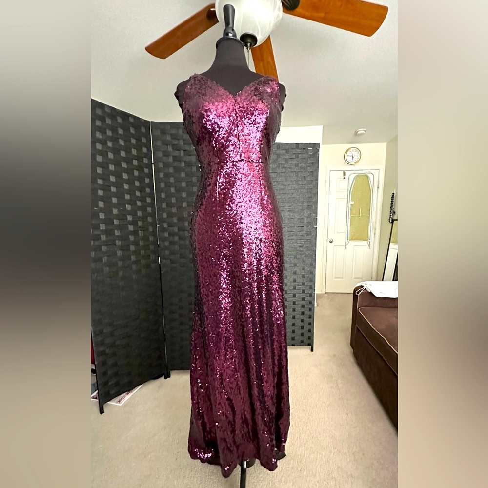 Purple sequined prom gown. Worn once.
